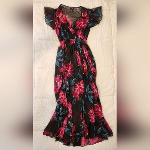 Alexa B Sheer Lowcut Floral Dress